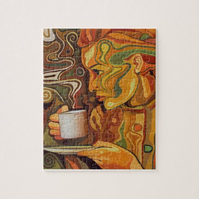 Farbenfrohe Kaffeepause mit Geschenkboxen Puzzle (Vertikal)
