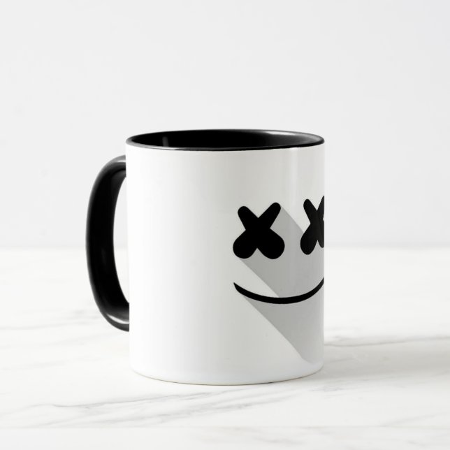 Farbenfrohe Kaffeetasse mit Doodle-Muster | Süße C (Vorderseite Links)