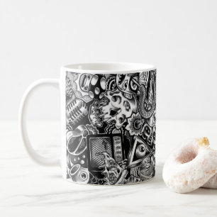 Farbenfrohe Kaffeetasse mit Doodle-Muster Süße C