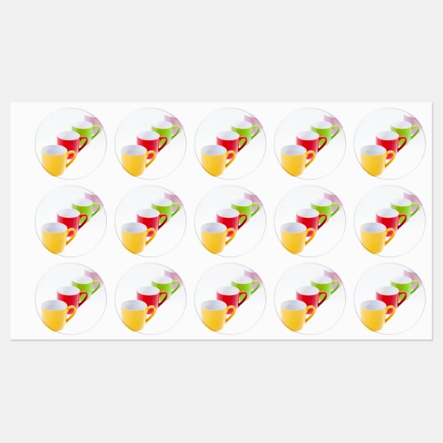 Farbenfrohe Kaffeetassen Etiketten (Blatt)