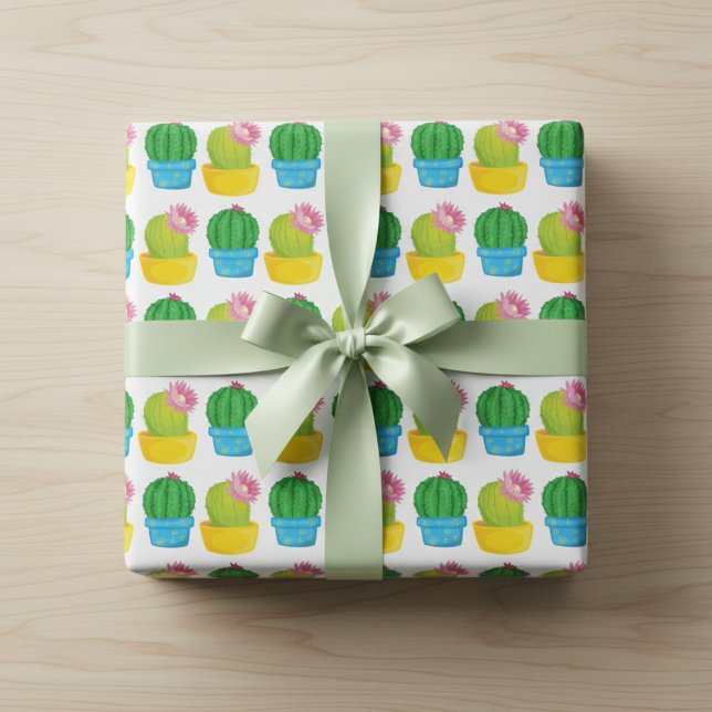 Farbenfrohe Kakteen Blooms Wrapping Paper Geschenkpapier (Cactus Gift Wrapping Paper)