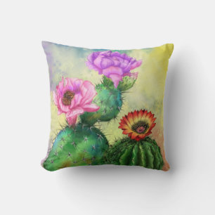 Farbenfrohe Kakteen Blume Kissen