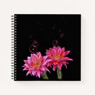 Farbenfrohe Kakteen Blume mit Blasen Poster Tasse Notizbuch