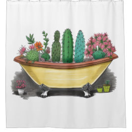 Farbenfrohe Kakteen Duschvorhang