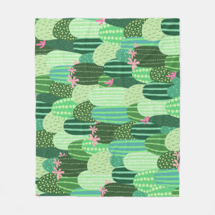 Farbenfrohe Kakteen Seamless Pattern Illustration Fleecedecke