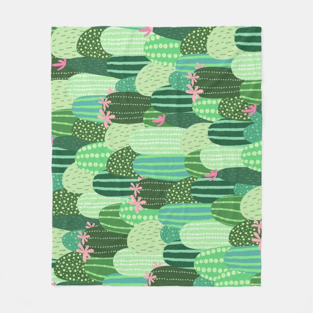 Farbenfrohe Kakteen Seamless Pattern Illustration Fleecedecke (Vorderseite)