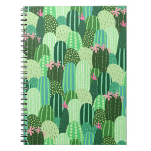 Farbenfrohe Kakteen Seamless Pattern Illustration Notizblock