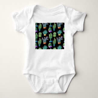 Farbenfrohe Kakteen: Whimsical Seamless Design. Baby Strampler