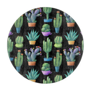 Farbenfrohe Kakteen: Whimsical Seamless Design. Schneidebrett