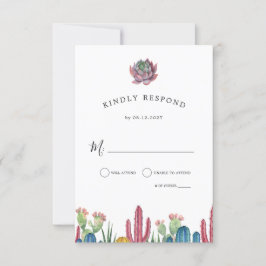Farbenfrohe Kakti | Desert Theme UAWG Response RSVP Karte