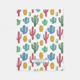 Farbenfrohe Kakti | Wüstenthema Personalisiert Fleecedecke