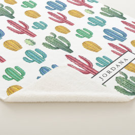 Farbenfrohe Kakti | Wüstenthema Personalisiert Sherpadecke