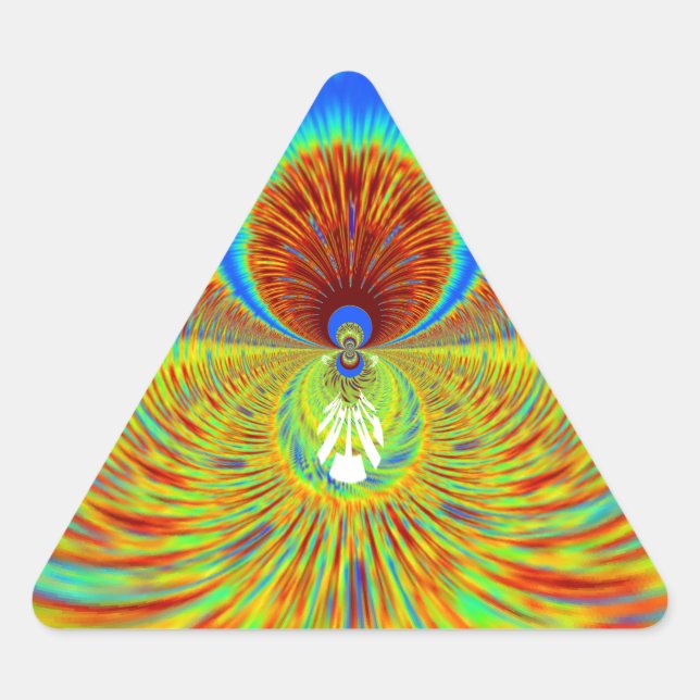 Farbenfrohe Kaleidoskop Kunstdruckerei Dreieckiger Aufkleber (Vorderseite)