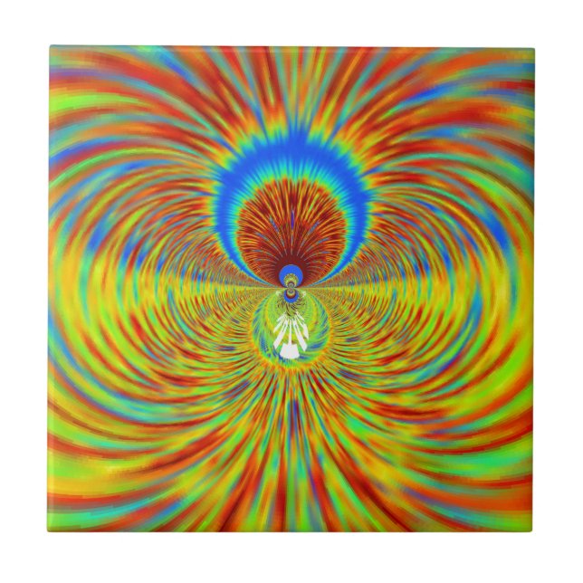 Farbenfrohe Kaleidoskop Kunstdruckerei Fliese (Vorderseite)