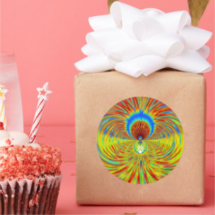 Farbenfrohe Kaleidoskop Kunstdruckerei Runder Aufkleber