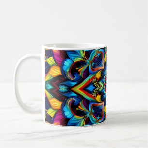 Farbenfrohe Kaleidoskop Mandala Design Tasse, Pill Kaffeetasse