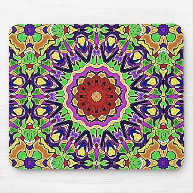 Farbenfrohe Kaleidoskop-Muster Mousepad (Vorne)