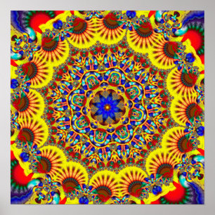 Farbenfrohe Kaleidoskop-Muster Poster