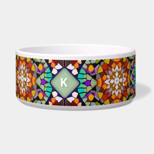 Farbenfrohe Kaleidoskop-Tile 3D-Illusion Pet Initi Napf