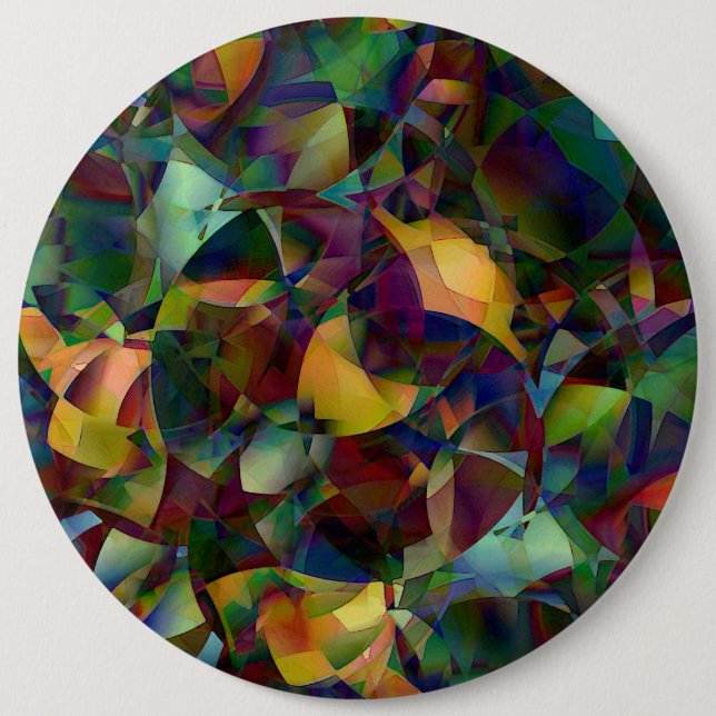 Farbenfrohe, kaleidoskopische Abstrakte Kunst Button (Vorderseite)
