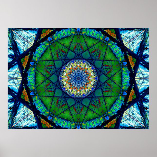 Farbenfrohe kaleidoskopische Mosaik | Abstrakt Man Poster (Vorne)