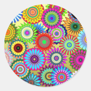 Farbenfrohe Kaleidoskopmuster Runder Aufkleber
