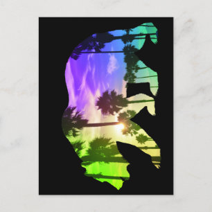 Farbenfrohe kalifornische Bärenlandschaft Palmen S Postkarte