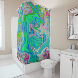 Farbenfrohe kalkgrüne Abstrakte Retro-Sanitäranlag Duschvorhang