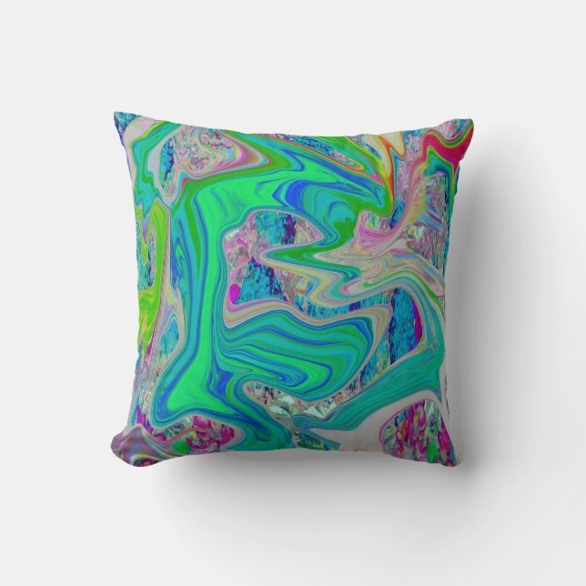 Farbenfrohe kalkgrüne Abstrakte Retro-Sanitäranlag Kissen (Vorderseite)