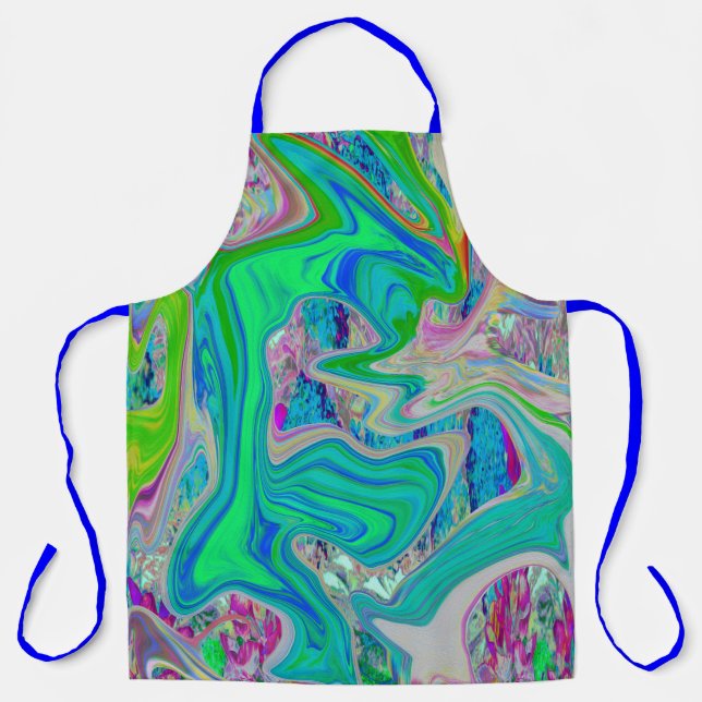 Farbenfrohe kalkgrüne Abstrakte Retro-Sanitäranlag Schürze (Vorderseite)