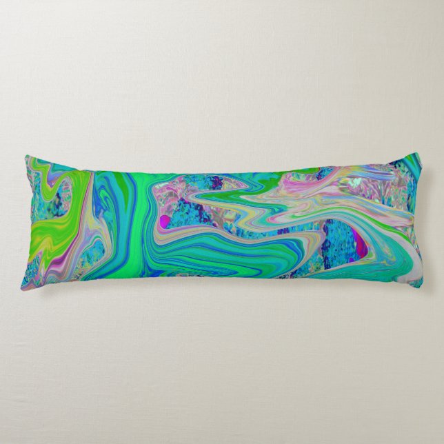 Farbenfrohe kalkgrüne Abstrakte Retro-Sanitäranlag Seitenschläferkissen (Vorderseite)