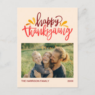 Farbenfrohe Kalligraphie Happy Thanksgiving Foto Postkarte