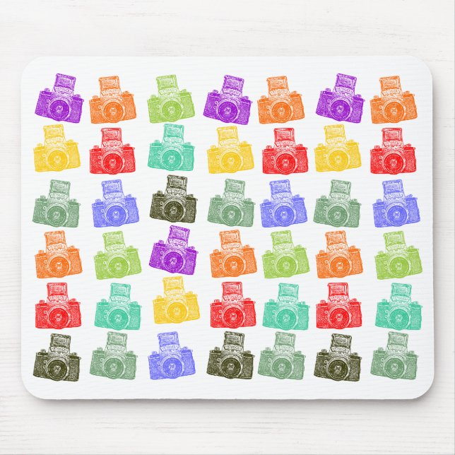 Farbenfrohe Kameras Mousepad (Vorne)