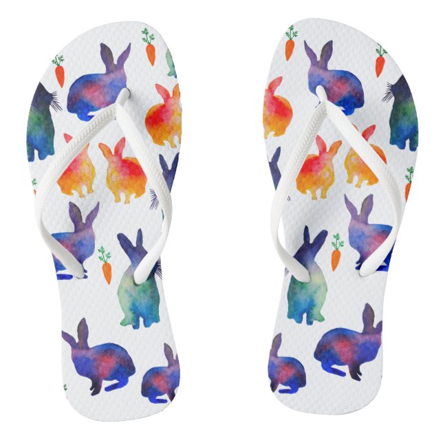 Farbenfrohe Kaninchen Ostern Flip Flops (Fußbett)