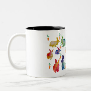 Farbenfrohe Kaninchen Ostern Zweifarbige Tasse