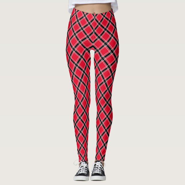 Farbenfrohe karierte Muster in einem schrägen Käfi Leggings (Vorderseite)