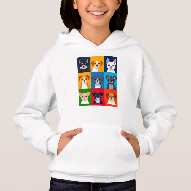 Farbenfrohe Karikatur-Hundengurt Hoodie (Vorderseite)