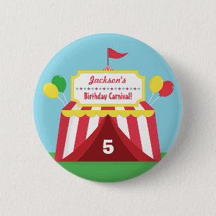 Farbenfrohe Karneval Kinder Geburtstagsfeier Mitge Button