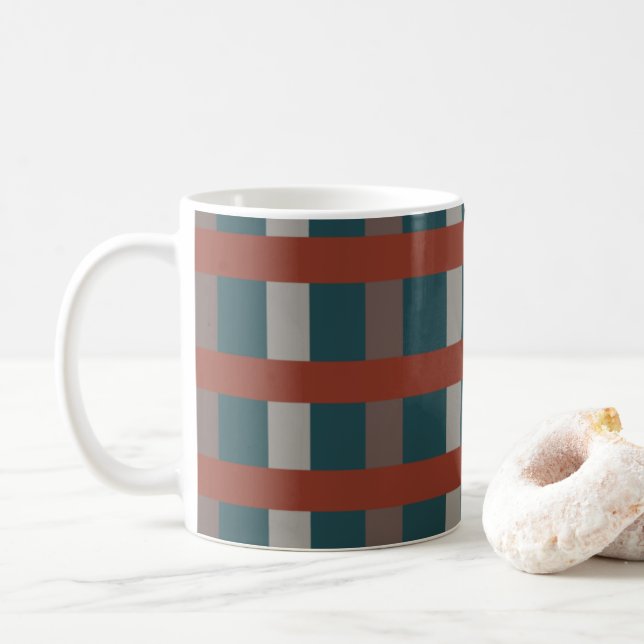 Farbenfrohe Karos  Kaffeetasse (Mit Donut)