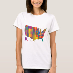 Farbenfrohe Karte Amerikas T-Shirt