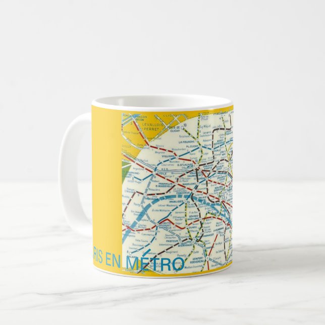 Farbenfrohe Karte Die U-Bahn-Linien in Paris Frank Kaffeetasse (Vorderseite Links)
