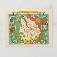 Farbenfrohe Karte von Bordeaux Frankreich Postcard