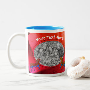 Farbenfrohe Karussell Pferde Personalisiertes Foto Zweifarbige Tasse