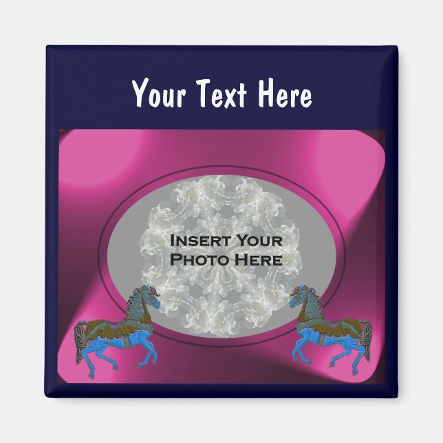 Farbenfrohe Karussellpferde Design-Foto Magnet (Vorne)