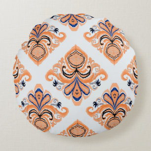 Farbenfrohe Kat-Muster im Vintagen Stil. Elegant Rundes Kissen
