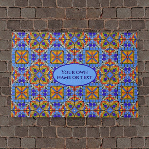 Farbenfrohe Kathedrale Mosaikböden und Ihr Text Fußmatte