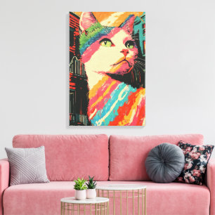 Farbenfrohe Katze - Abstrakte Kunst Leinwanddruck