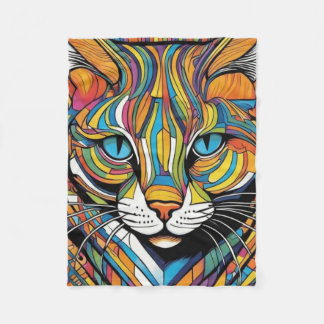 Farbenfrohe Katze Fleecedecke