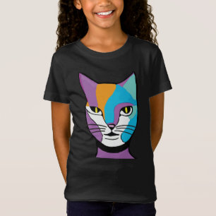 Farbenfrohe Katze Frauendarstellung T-Shirt