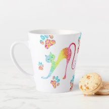 Farbenfrohe Katze Latte Tasse
